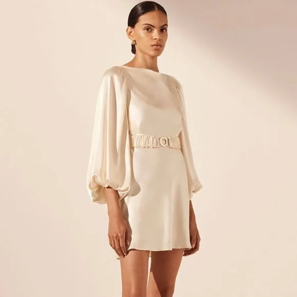 Shona Joy | Dresses | Shona Joy La Lune Balloon Sleeve Mini Dresswith Belt  Cream Us 2 | Poshmark